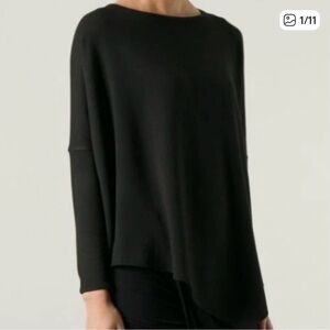 Helmut Lang bateau Asymmetrical black Long Sleeve Top - small